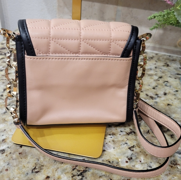 Karl Lagerfeld Pink Quilted Crossbody Bag With Black Trim - Picture 9 of 9